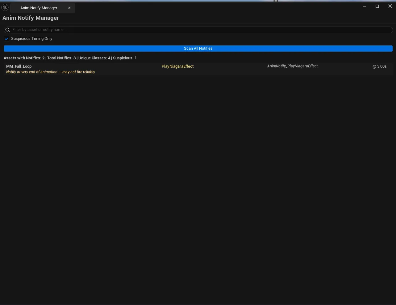 Detail list with "Suspicious Only" toggled, showing rows flagged at 0.0 and at end-of-clip.