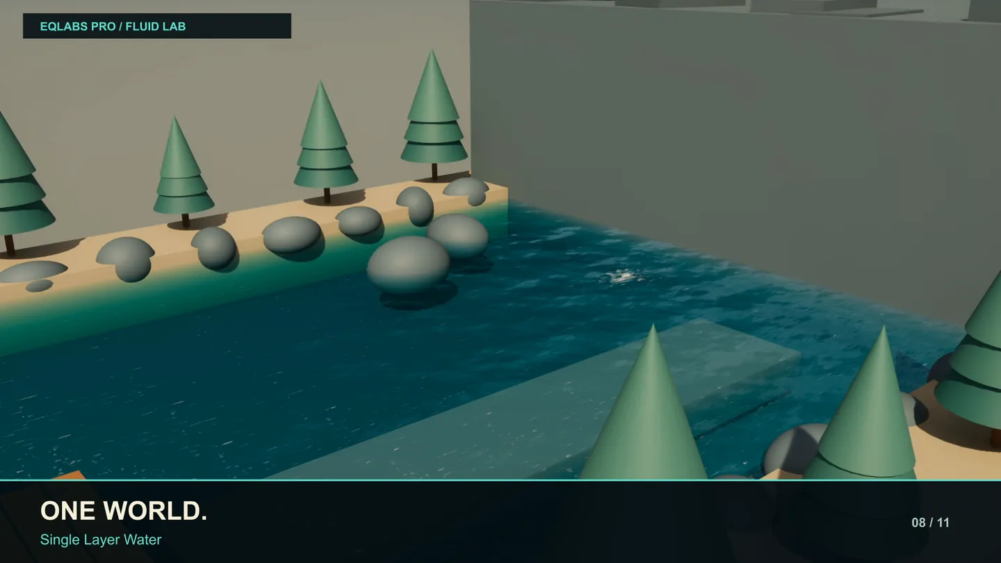 A pond using the default Single Layer Water look.
