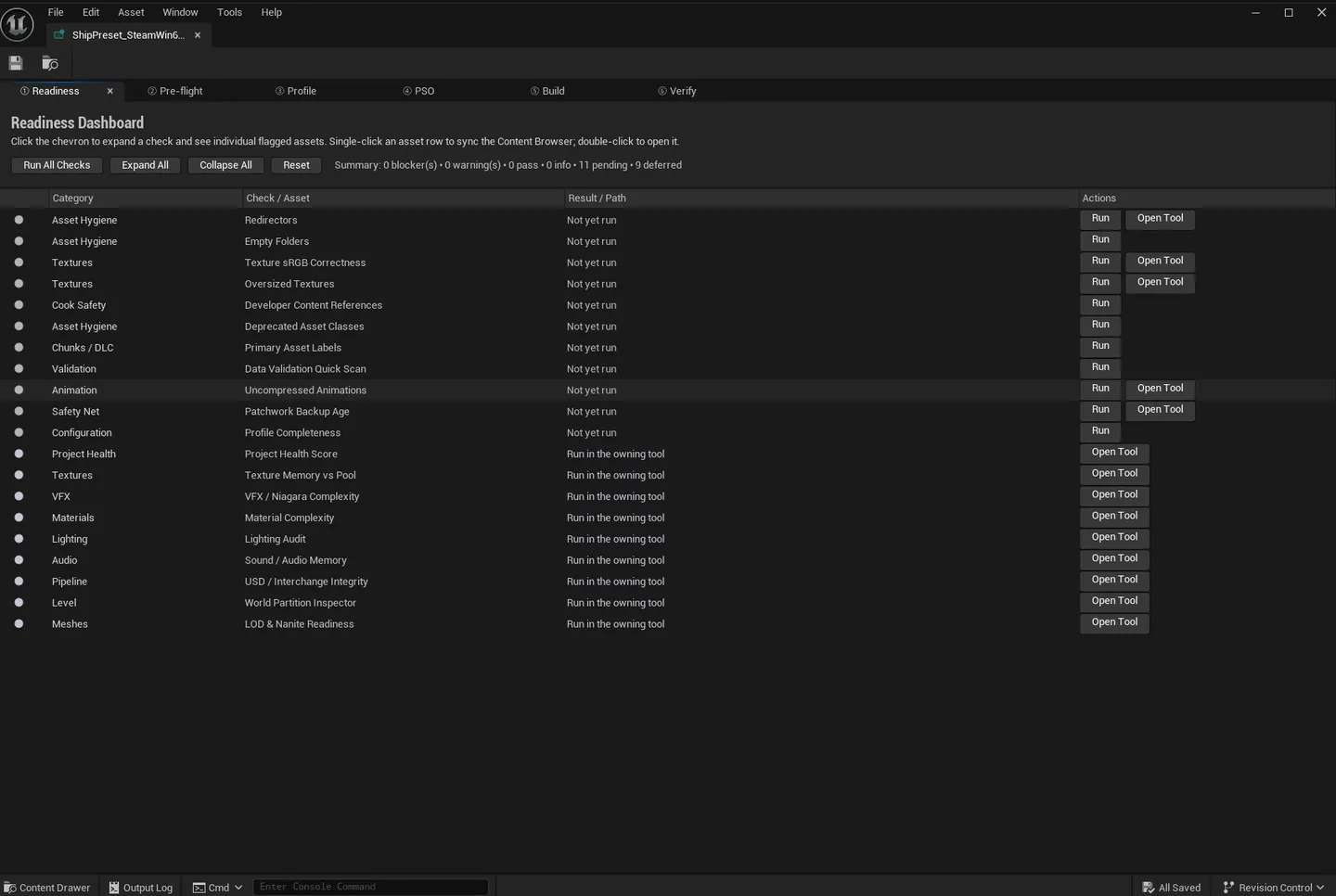 Hub launcher panel showing Create New / Open Selected buttons. Below: the Ship Lab editor open with the Build tab visible mid-package.
