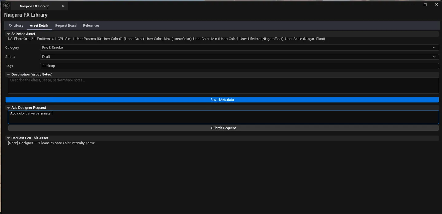 Request Board with several open + in-progress requests visible.