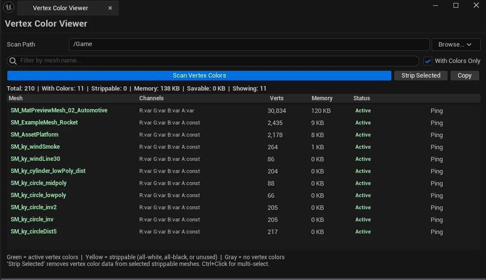 Full panel with each numbered region called out (path, filter, buttons, summary, list).