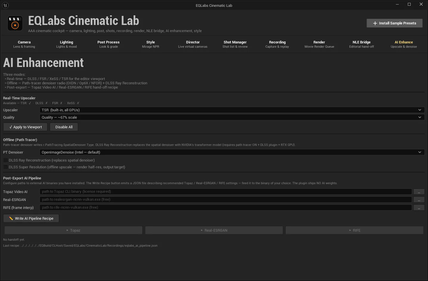 An AI pipeline recipe written to the output directory.