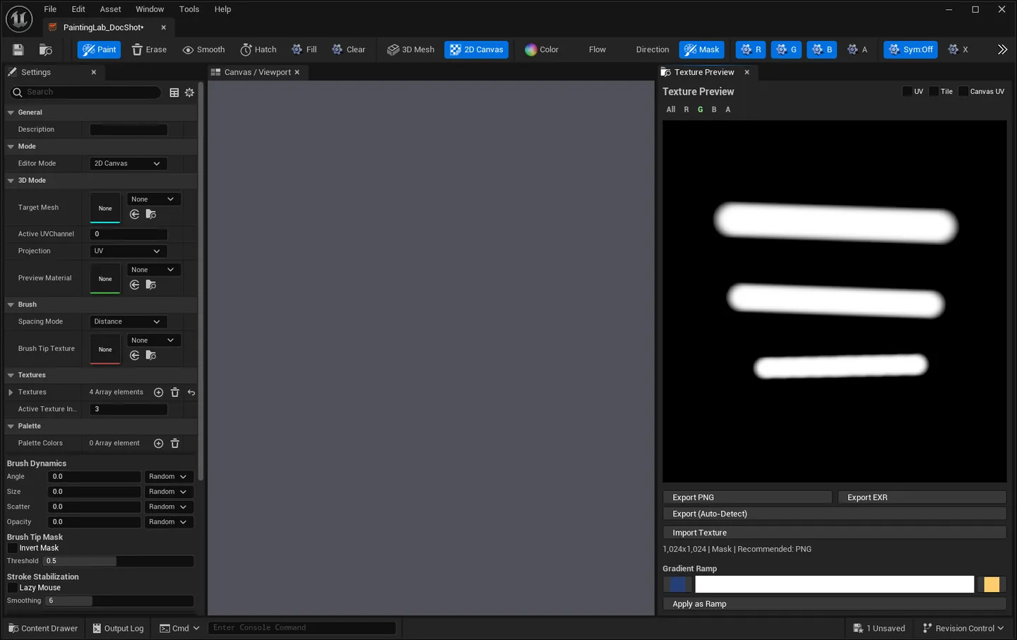The same mask texture with the preview filtered to the green channel only.