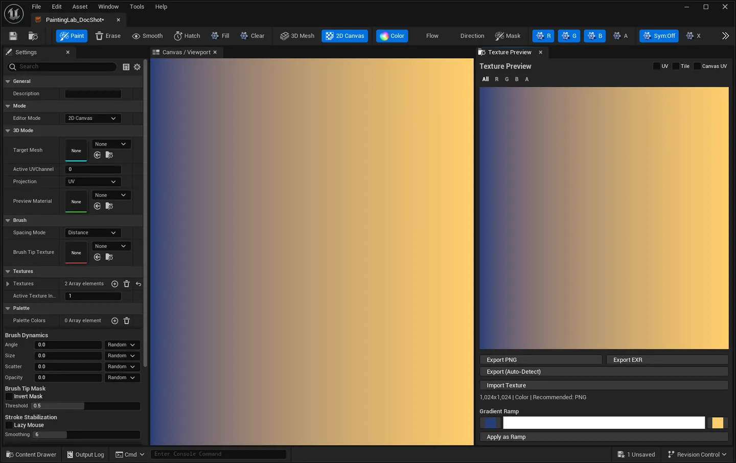 A dark-to-warm gradient applied across the active texture.