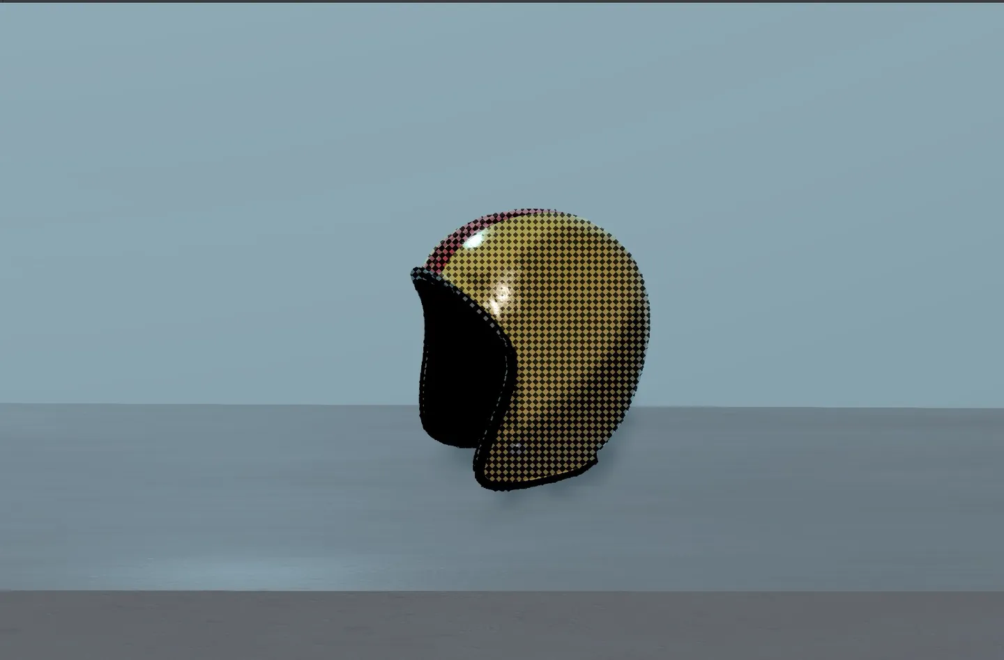 The Halftone effect with the diamond pattern, on a helmet.