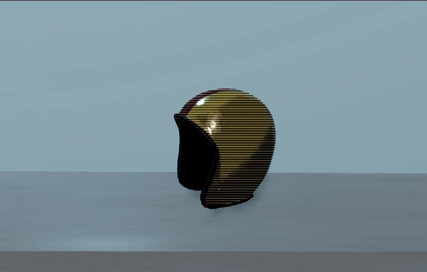 The Halftone effect with the line pattern, on a helmet.