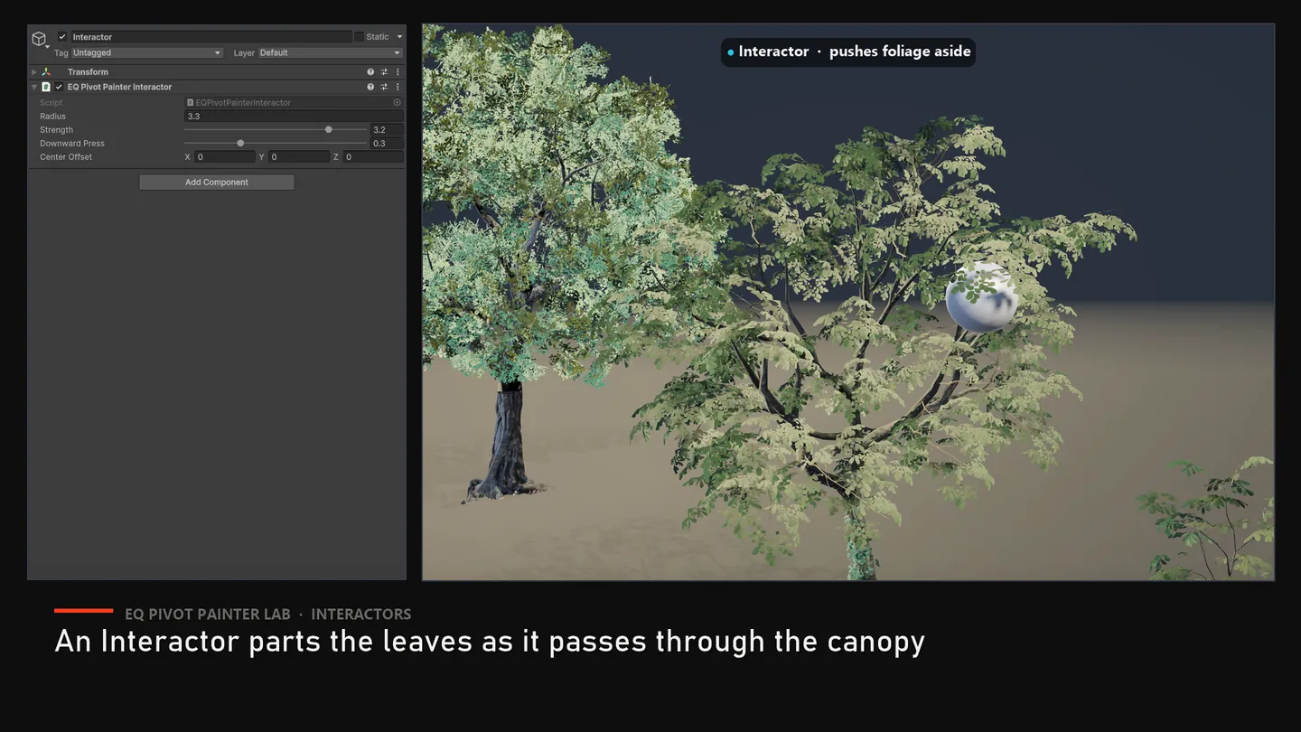 An Interactor parting the leaves as it passes through the canopy.