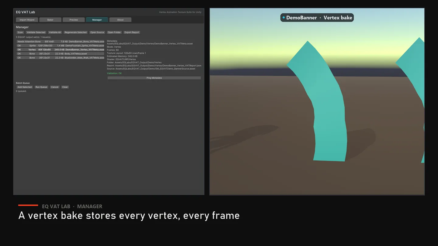 A Vertex bake: every vertex stored at every frame.