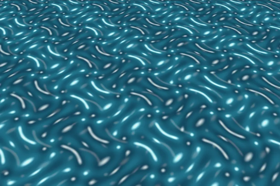 A water surface whose ripples curl around the middle, following a painted flow map.