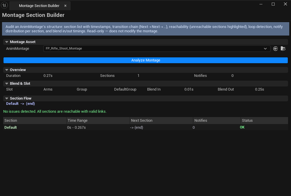 Screenshot 02 — Section list with chain — Multi-section list showing reachability flags, chain string above clearly showing branch structure.
