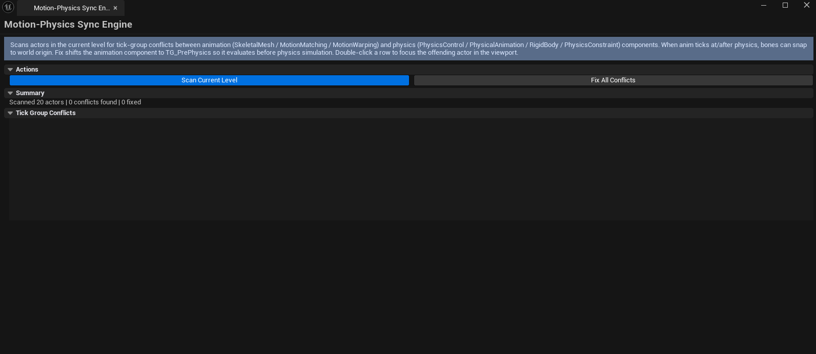 Screenshot 01 — Hero shot — Tool open with conflicts list populated, Fix All button visible, summary line showing "X conflicts found, Y fixed".