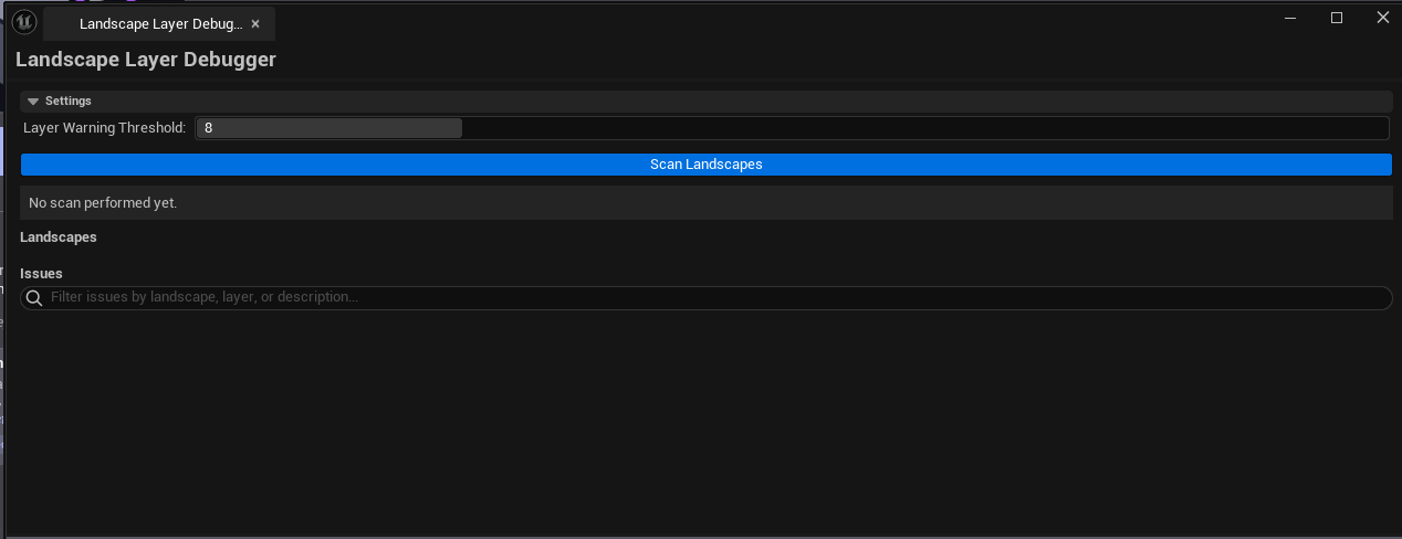 Screenshot 01 — Hero shot — Debugger open with a multi-layer landscape selected, landscape list on the left with component/layer counts, issues list on the right showing mixed severities.