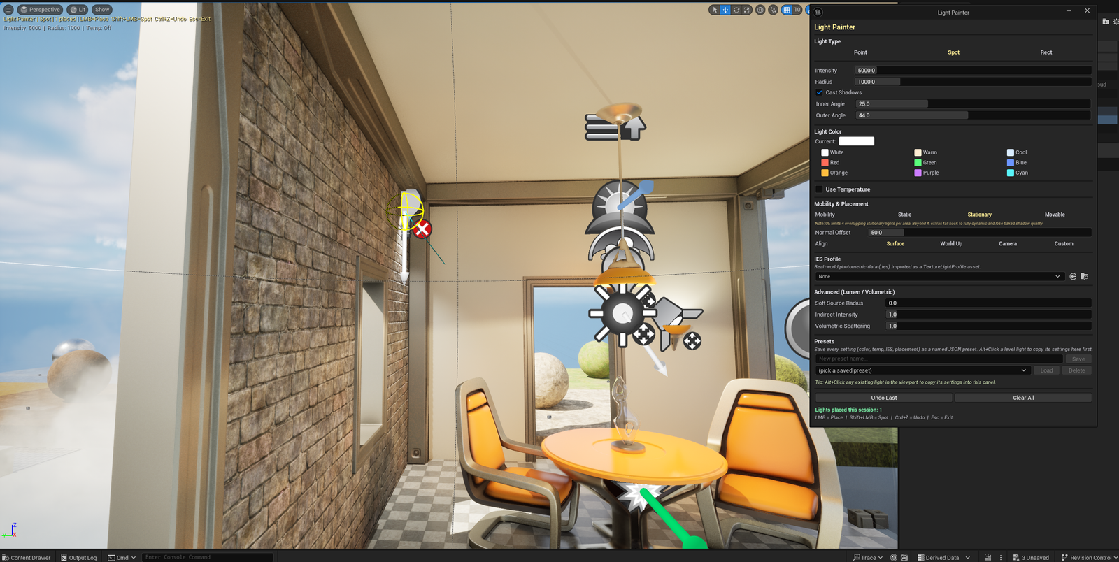 Screenshot 01 — Hero shot — Hub launcher with Activate button. Below: viewport with the EdMode active, multiple painted lights visible, viewport panel showing brush settings.
