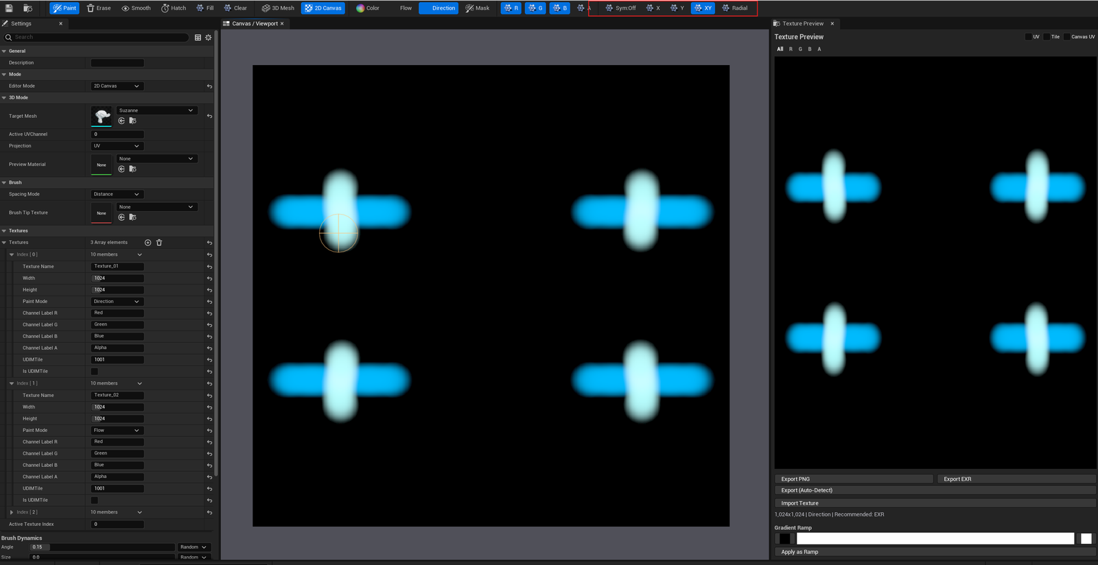 Screenshot 05 — Radial symmetry painting — Radial-6 symmetry mode active, brush stroke on one segment mirroring instantly to the others. Symmetry indicator visible in the UI.