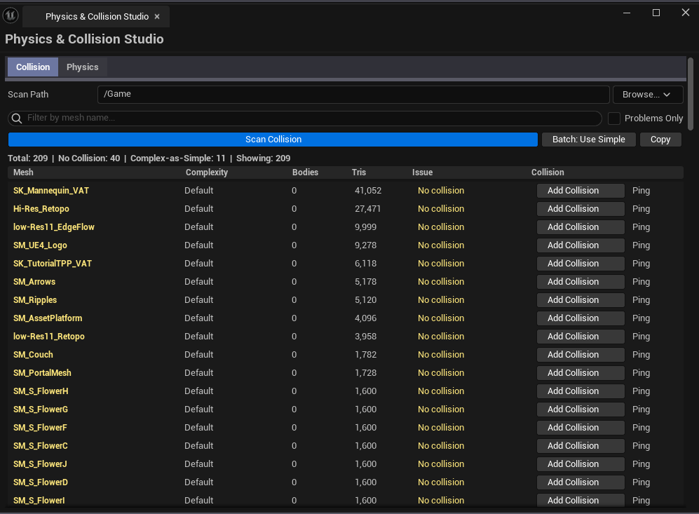 Screenshot 02 — Collision tab with results — Results list with mixed severities, batch-fix button visible.