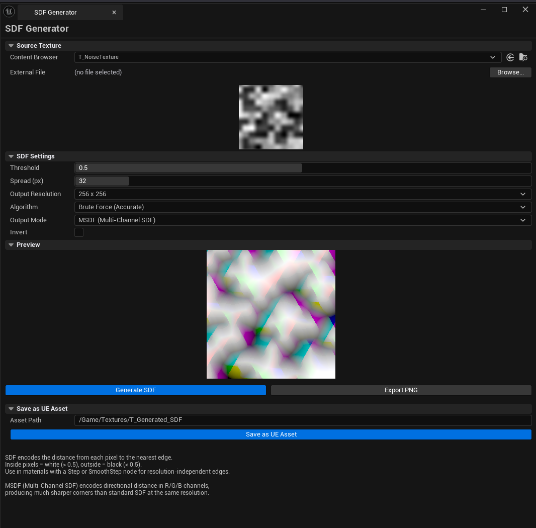 Screenshot 02 — MSDF output — MSDF mode result showing distinct R/G/B channels around a logo.